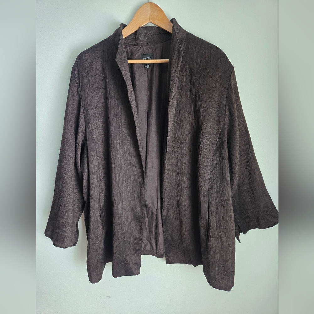 EILEEN FISHER Brown Silk Jacket